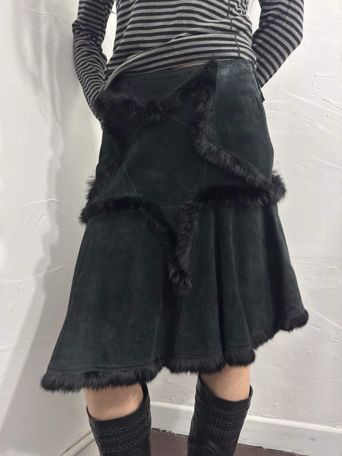 chine collection suede star fur midi ski 상품이미지1