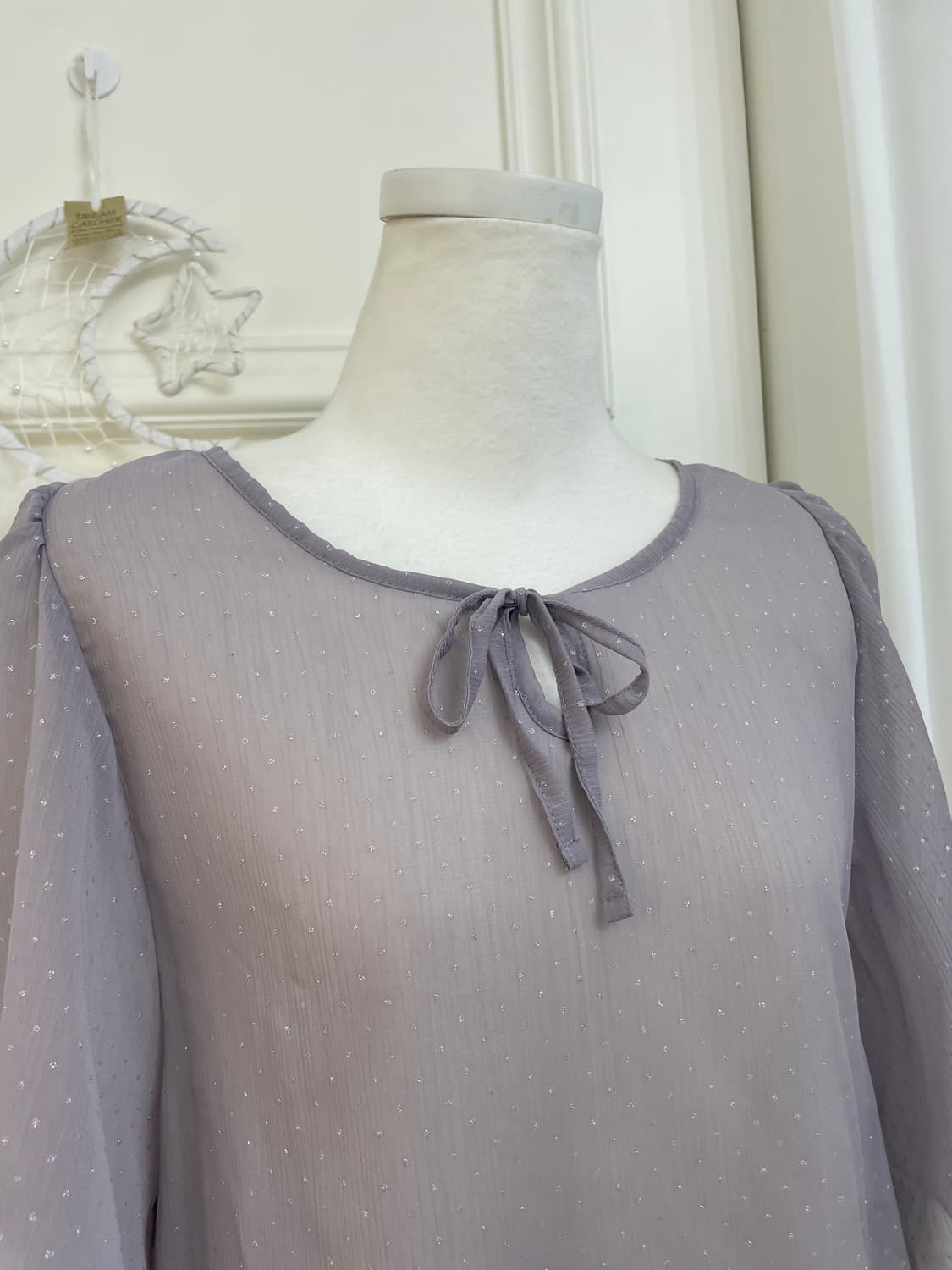 dark lavender silver dot lovely blouse 상품이미지6