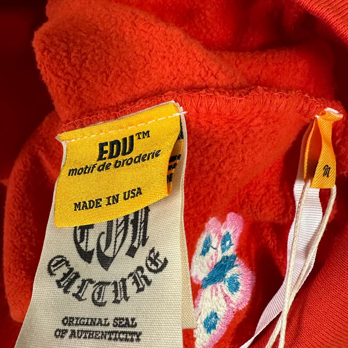 EDU motif de broderie 자수 기모 후드티 상품이미지6