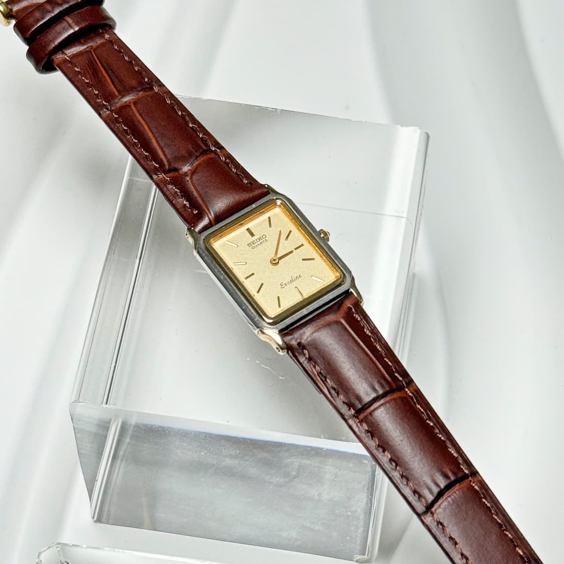 80's90's 세이코 빈티지 엑셀린 스퀘어 탱크 콤비 드래스워치 상품이미지7