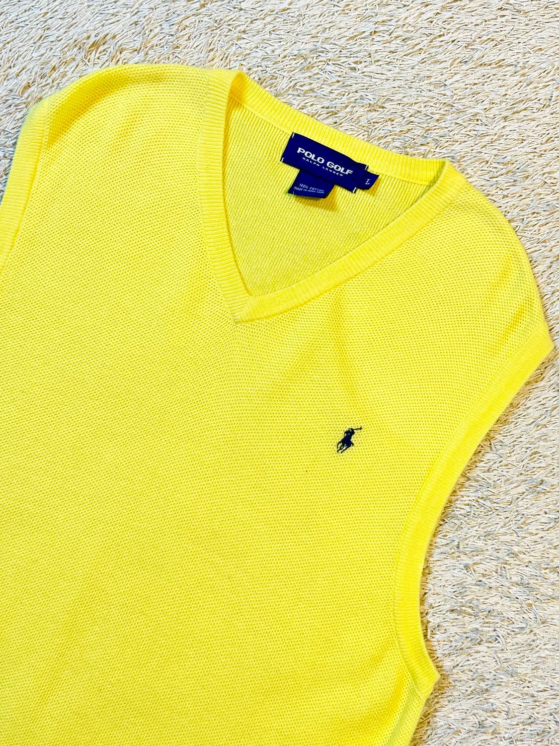 폴로 골프 네이비포니 브이넥 니트 조끼 베스트 옐로우 상품이미지2