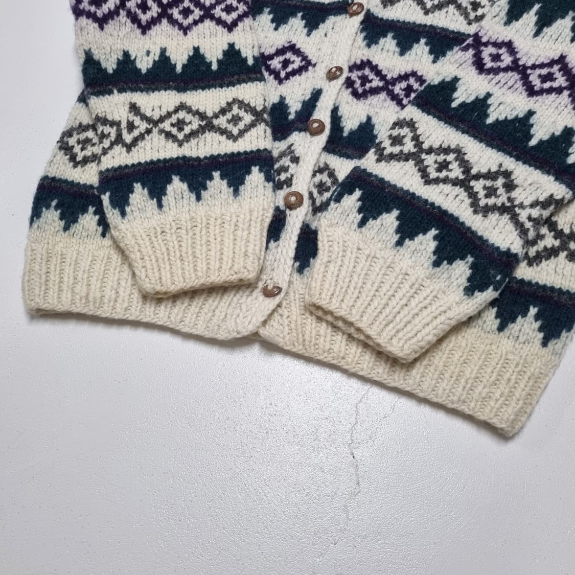 80S VINTAGE 아즈텍 코위찬 가디건 - XL 상품이미지7