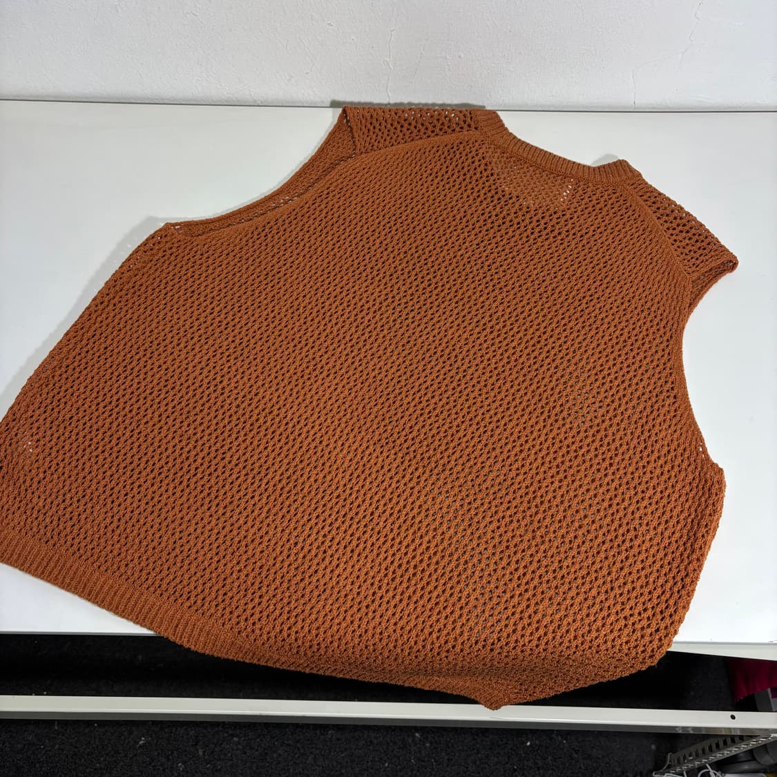 OS YEAH 예아 머스타드 루즈핏 네티드 시스루 니트베스트 상품이미지2