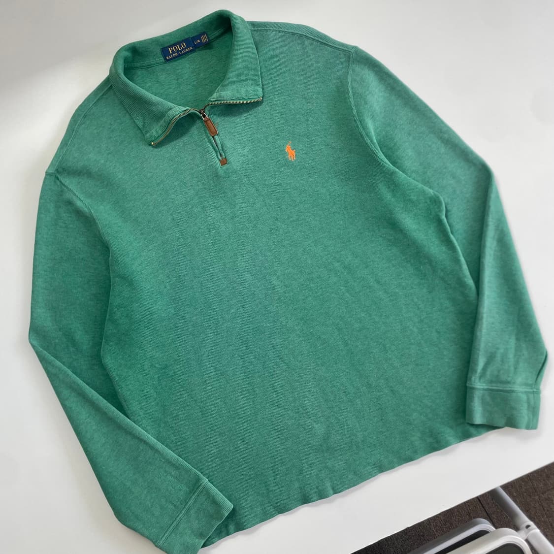 Polo 폴로 랄프로렌 신형 청녹 그린 하프집업 니트 상품이미지2