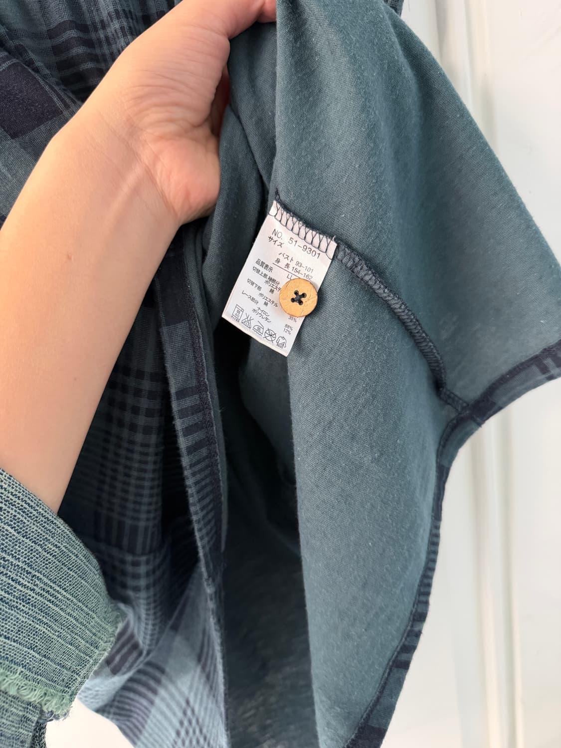 일본빈티지 모리 네이비 그린 블라우스 상품이미지6