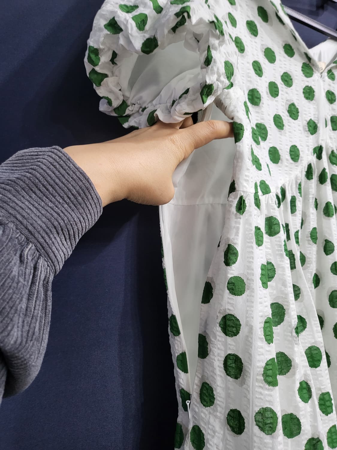 도트 시어서커 롱원피스(새상품) 상품이미지3