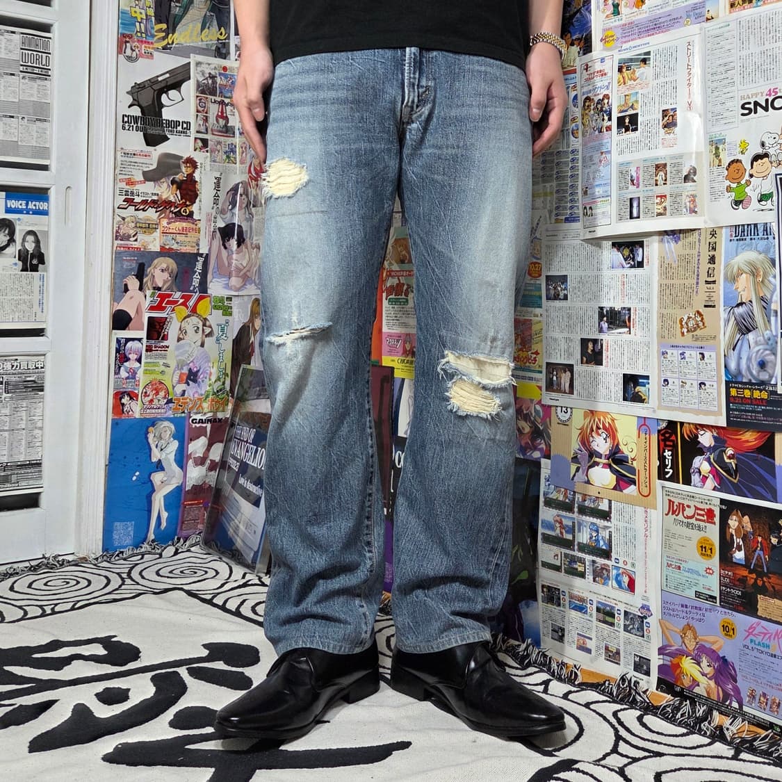 JPN 에드윈 505s 연청 데미지 데님 팬츠 상품이미지1