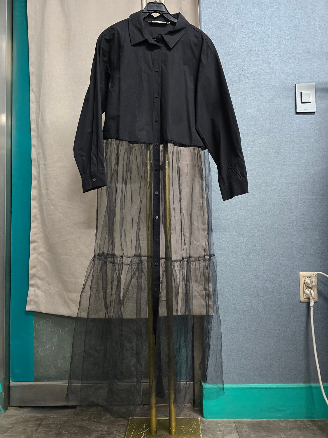 자라 블랙 시스루 샤 롱 원피스 상품이미지1