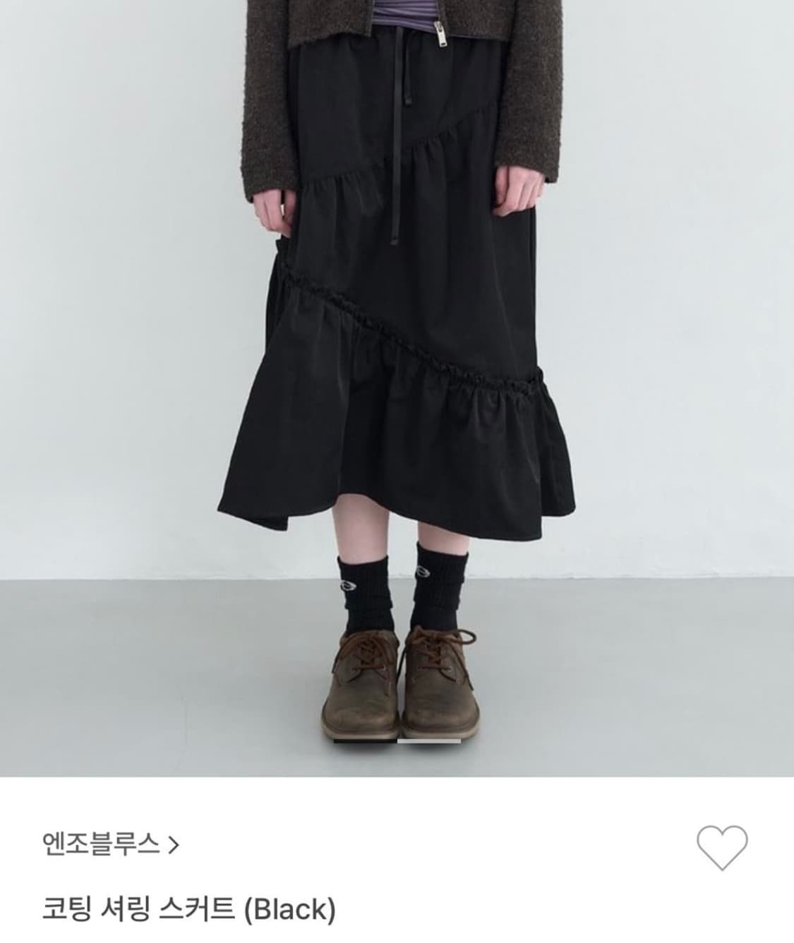 구해요) 엔조블루스 코팅 셔링 스커트 black 상품이미지1