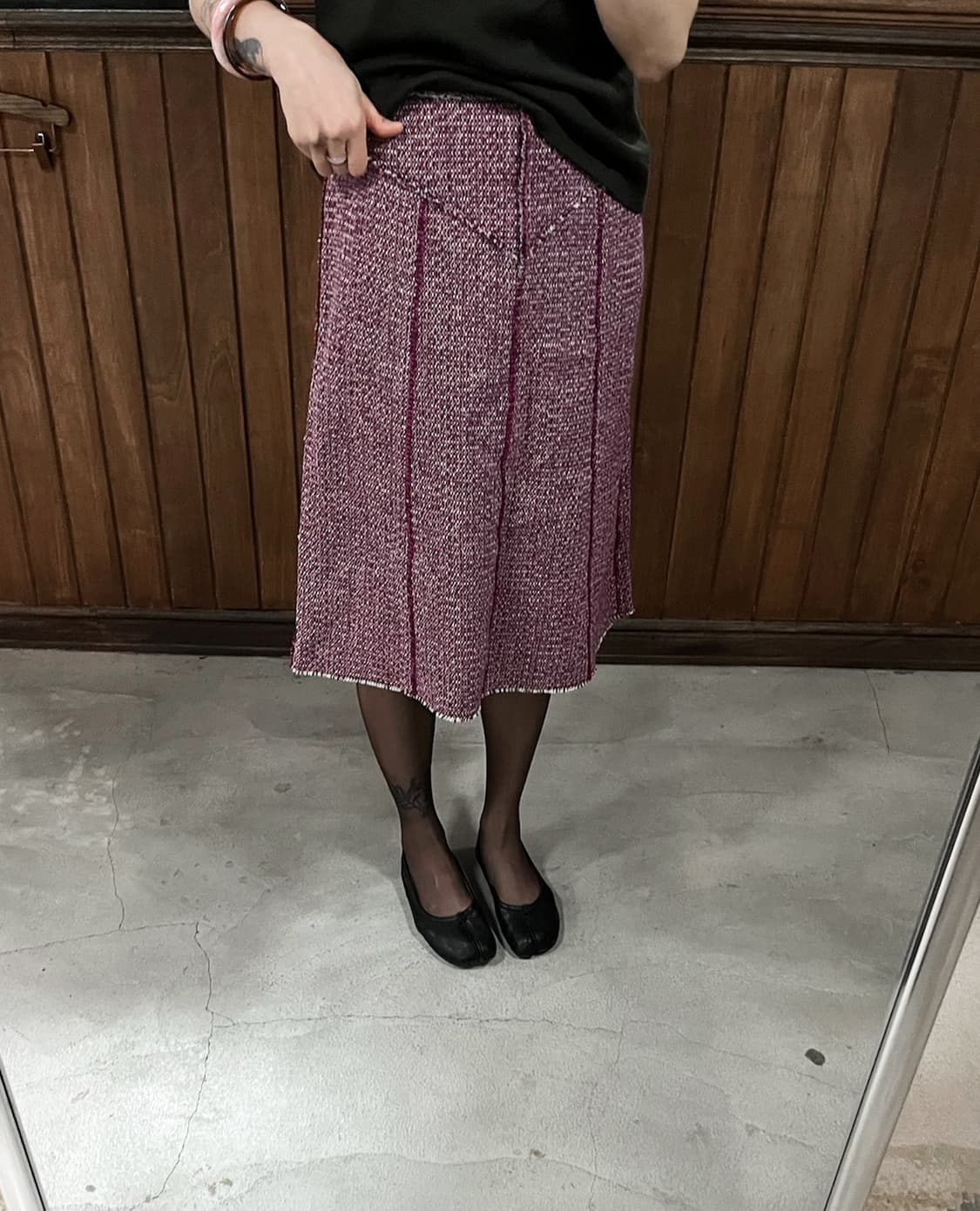 CHLOE pink tweed midi skirt 상품이미지3