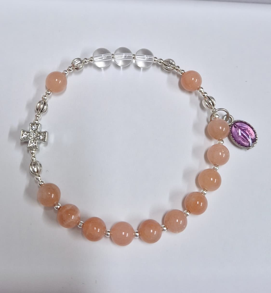 ✨ 천연 원석 묵주 팔찌 (썬스톤 & 백수정) 상품이미지2