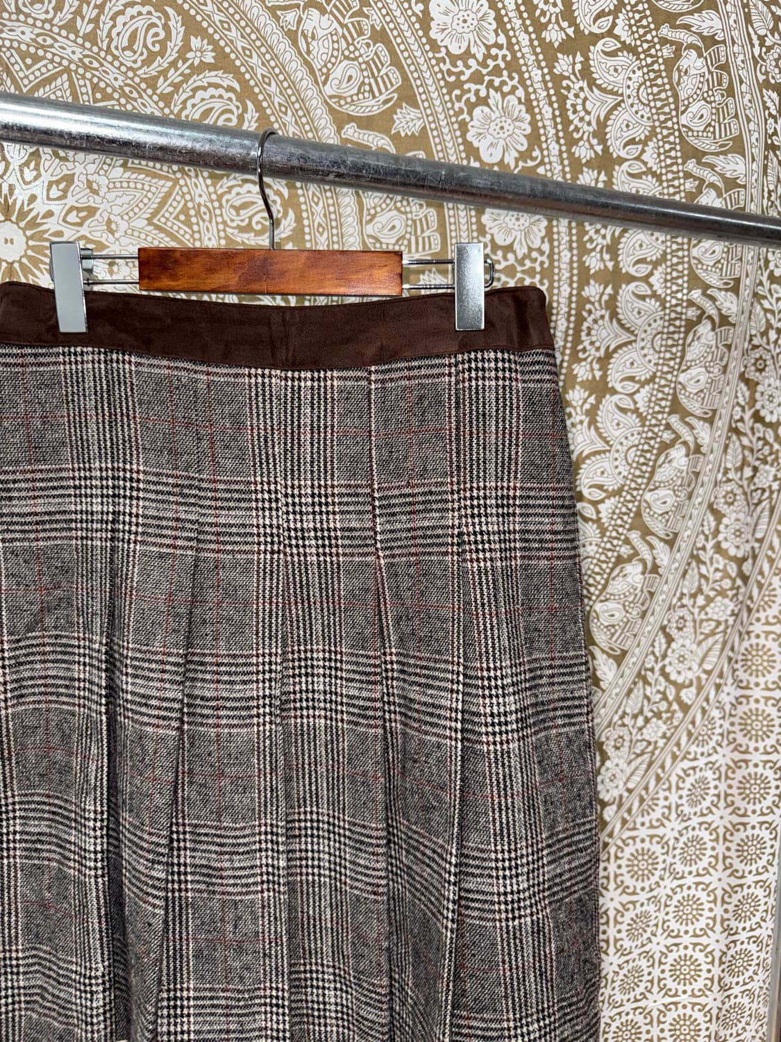 빈티지 여성 체크 모직 미디스커트  상품이미지4