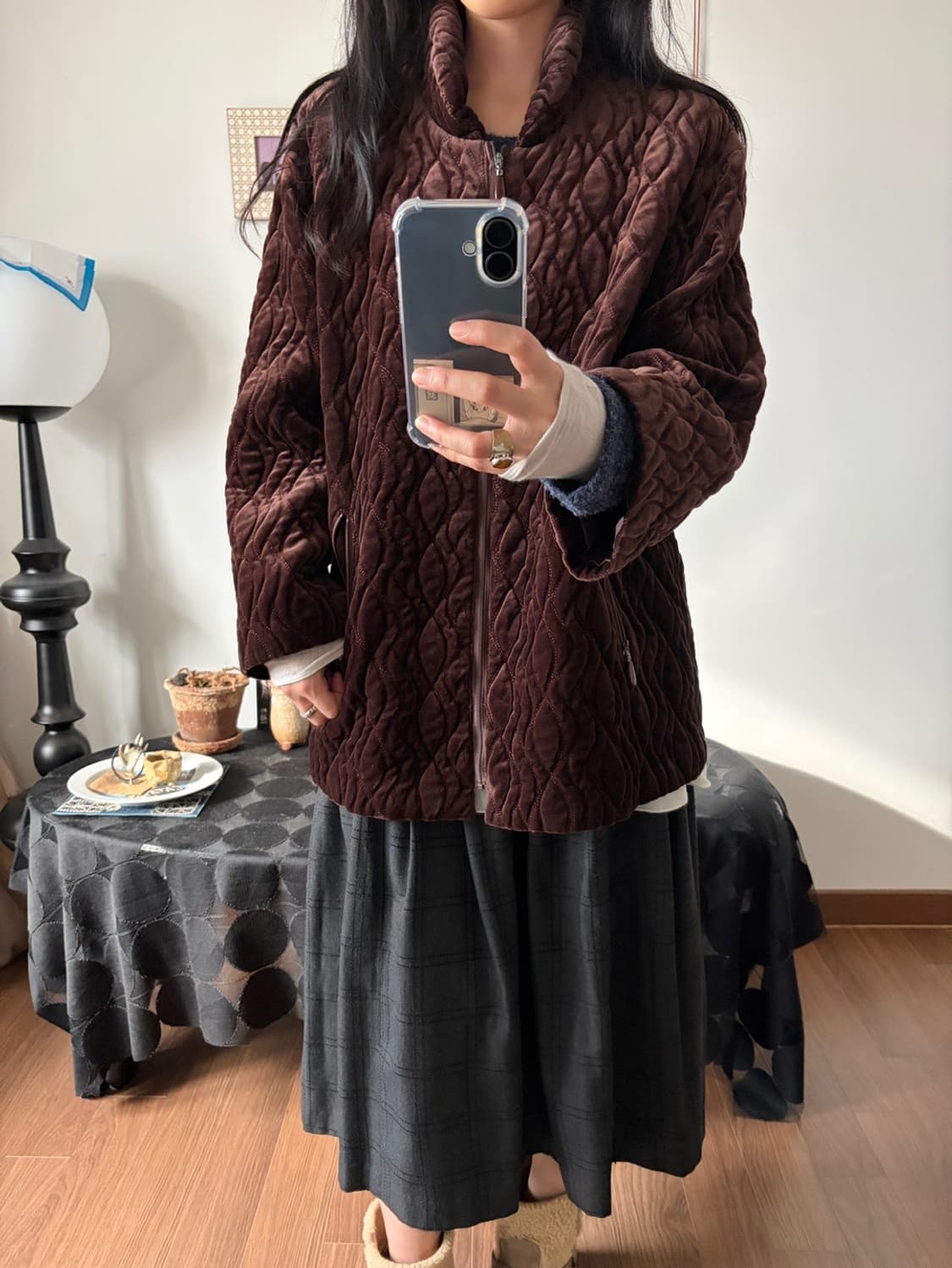 velour quilting zip-up jumper 상품이미지6