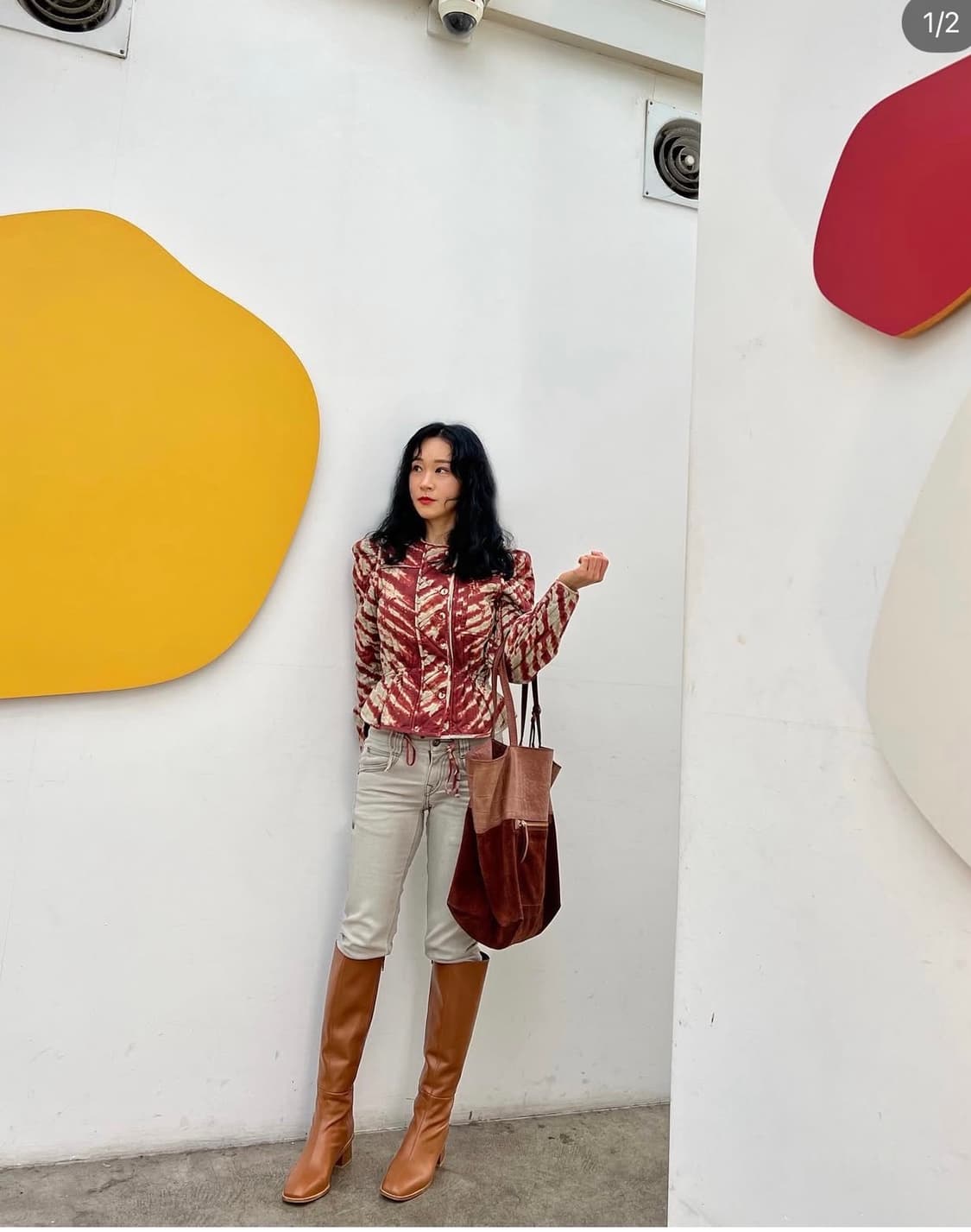 새상품 컨디션 Ulla Johnson 퀼팅 자켓 레드/베이지 P(44,5 상품이미지9