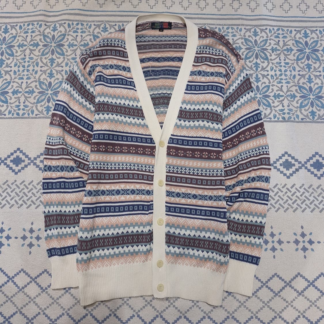 BRENNTANO CASUAL  에스닉 패턴 브이넥 니트 가디건 L 상품이미지3