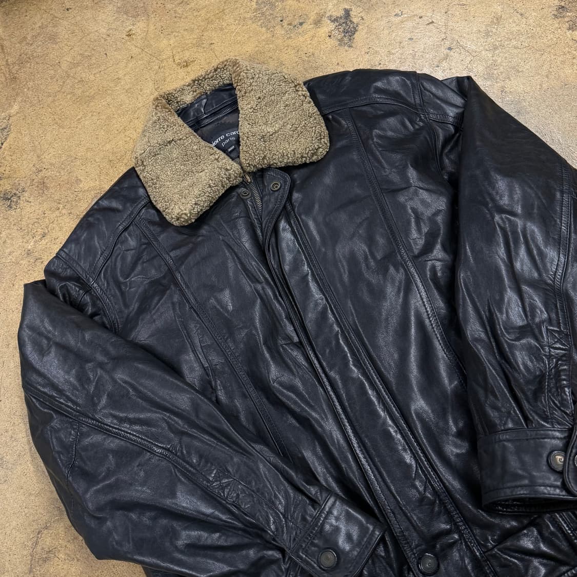 [정품/100] 피에르가르뎅 블랙 가죽 무스탕 자켓 b16 상품이미지1