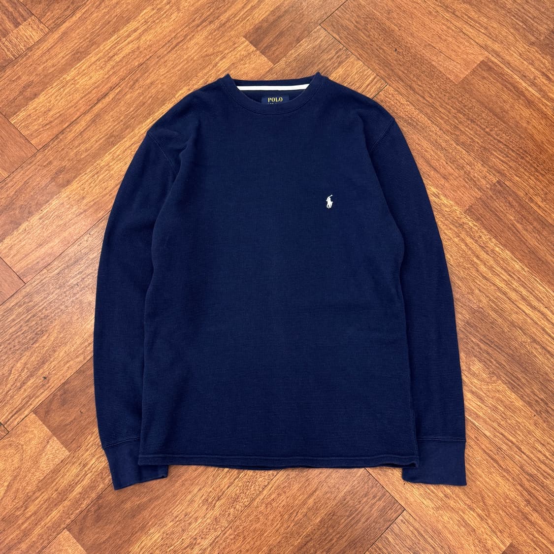 M(100) 폴로 랄프로렌 네이비 라운드 와플 티셔츠  상품이미지1