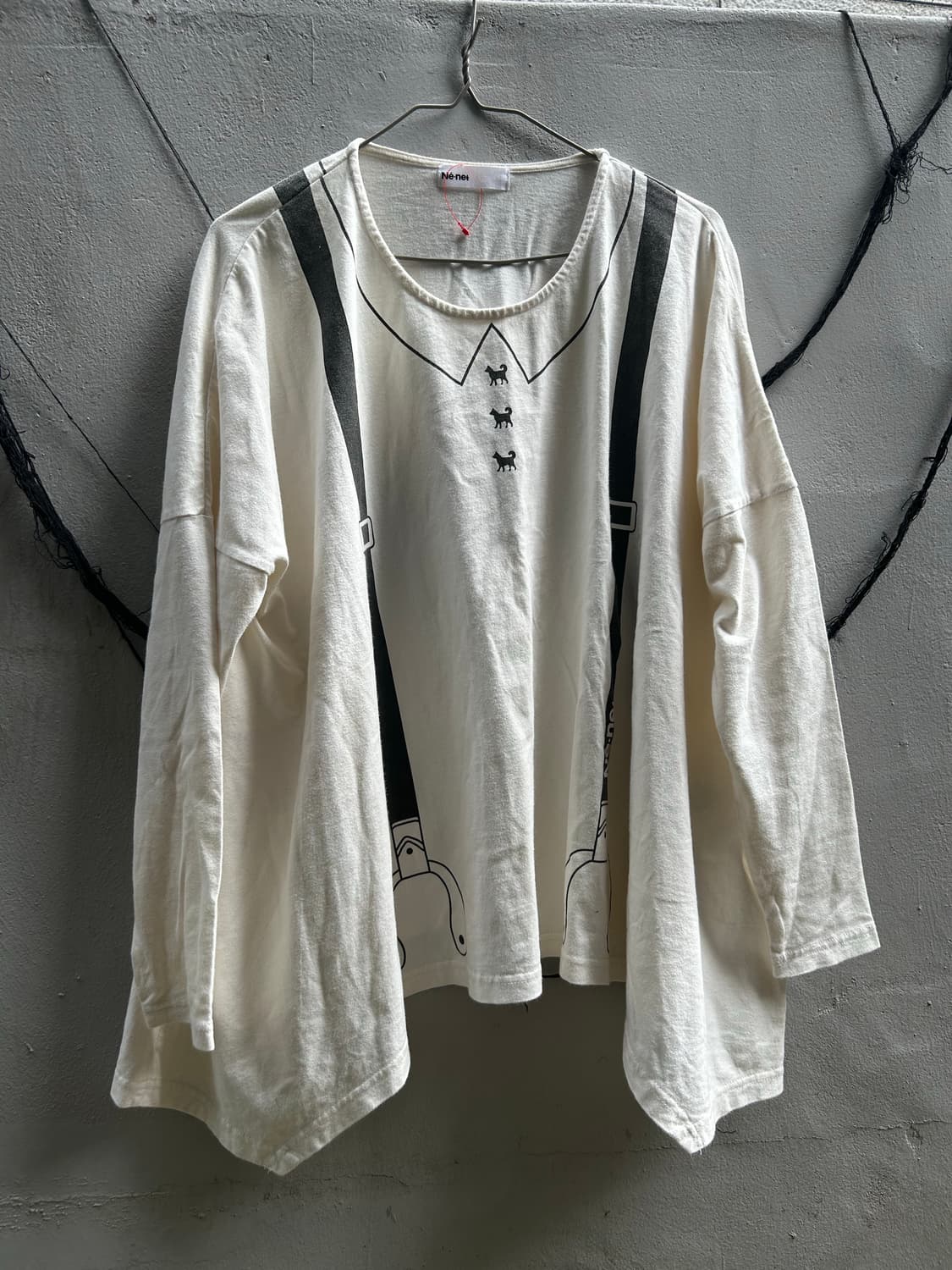 2000s Ne-net 트롱프뢰유 비대칭 프린팅 티셔츠 상품이미지3