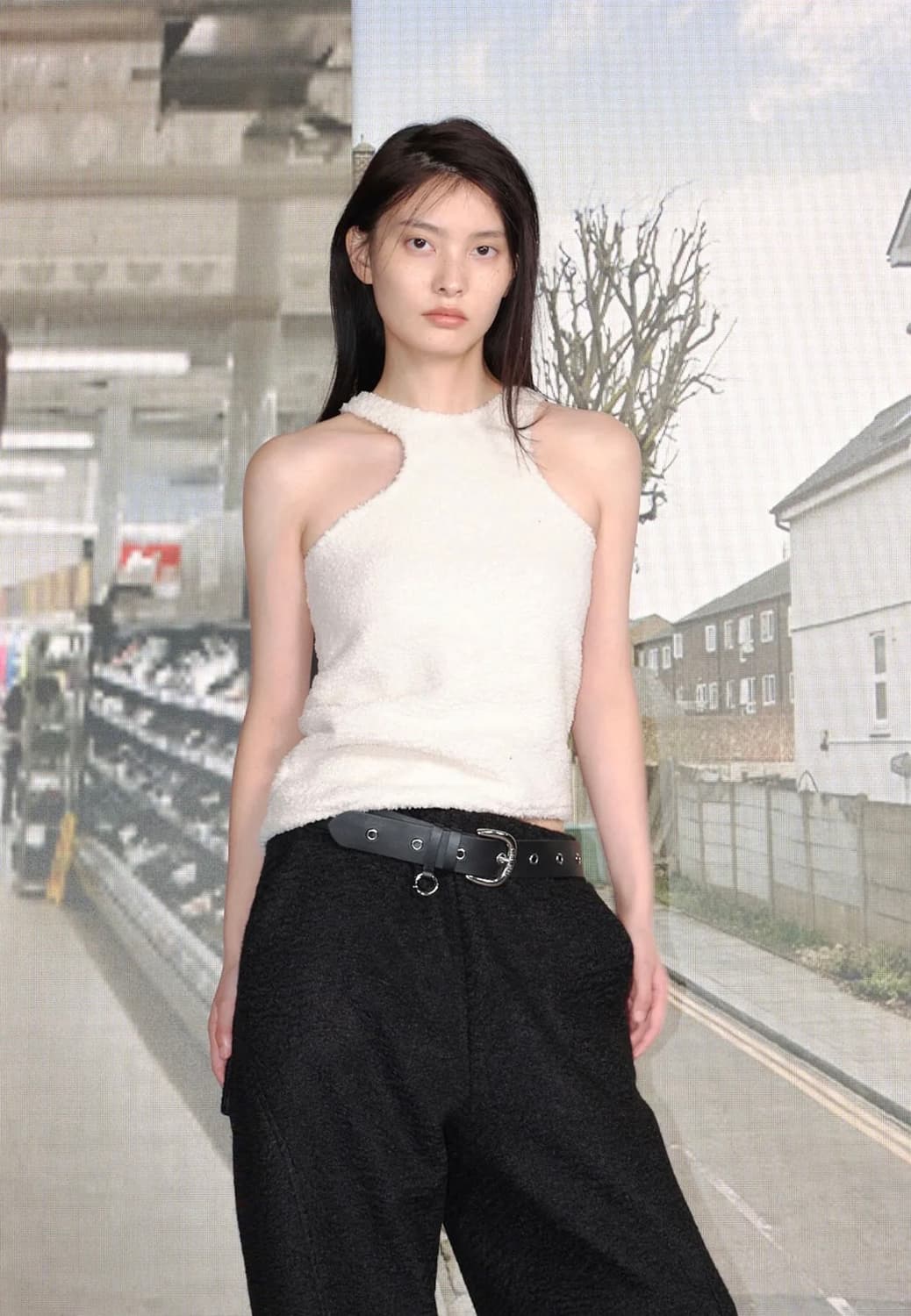 CERRIC FLEECE UNBALNCE SLEEVELESS  상품이미지1