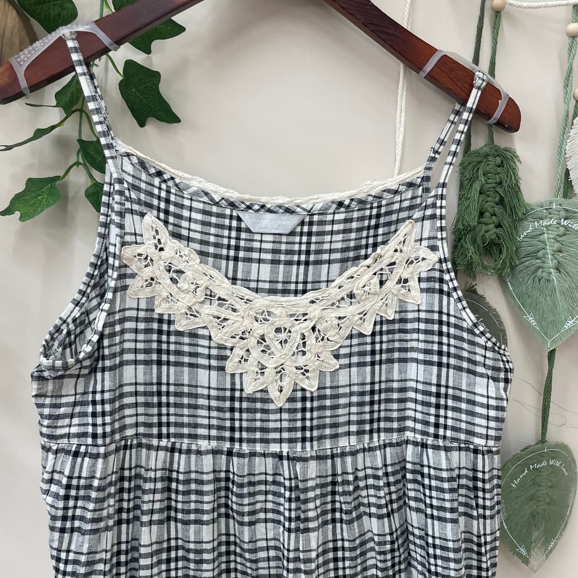 모리 페어리 레이스 포인트 체크 캉캉 끈나시 원피스 상품이미지2