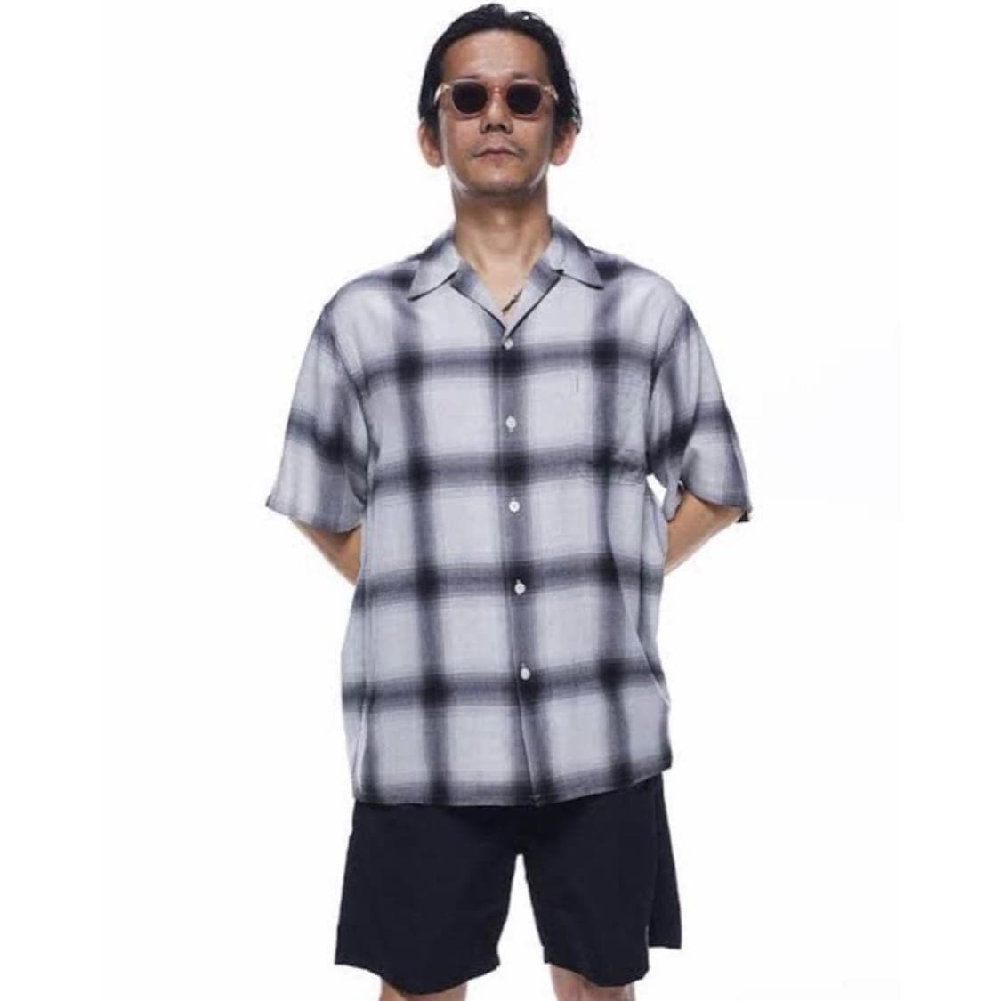 와코마리아 Wacko Maria 옴브레 체크 오픈 카라 반팔 셔츠 L 상품이미지1