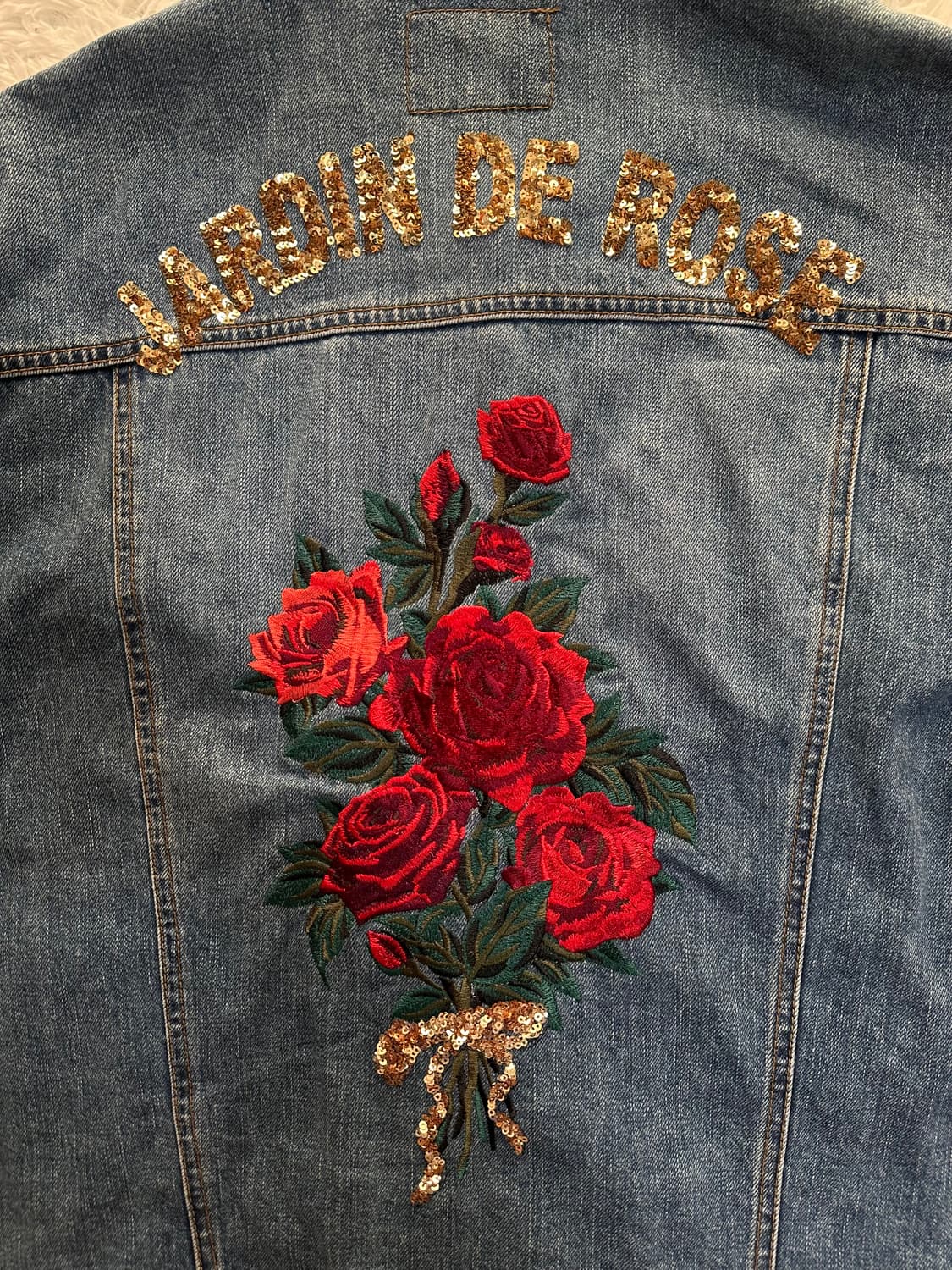 Guess 장미 자수 데님 자켓 S 상품이미지5