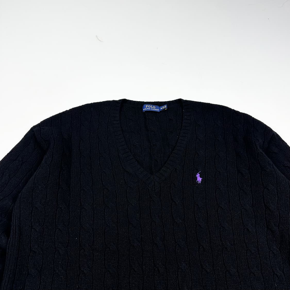 폴로 랄프로렌 클래식 브이넥 케이블 니트 블랙 M 상품이미지2