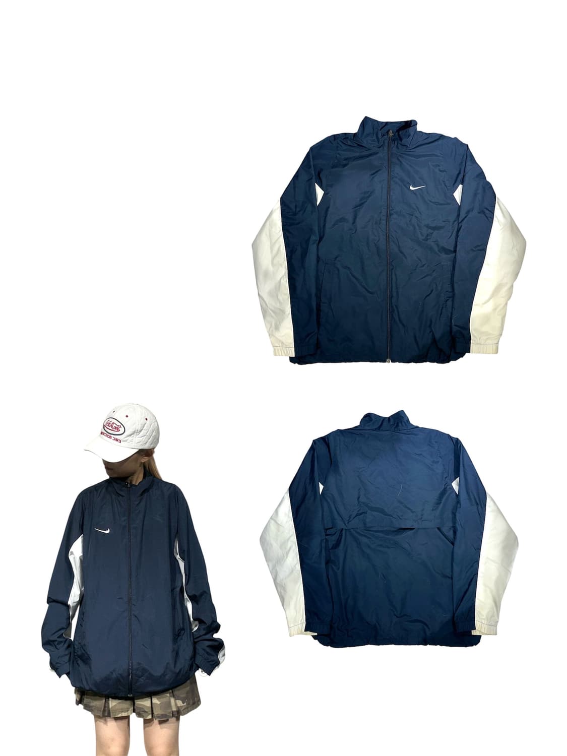 나이키 네이비 화이트 오버핏 바람막이 트랙 자켓 XL 상품이미지1