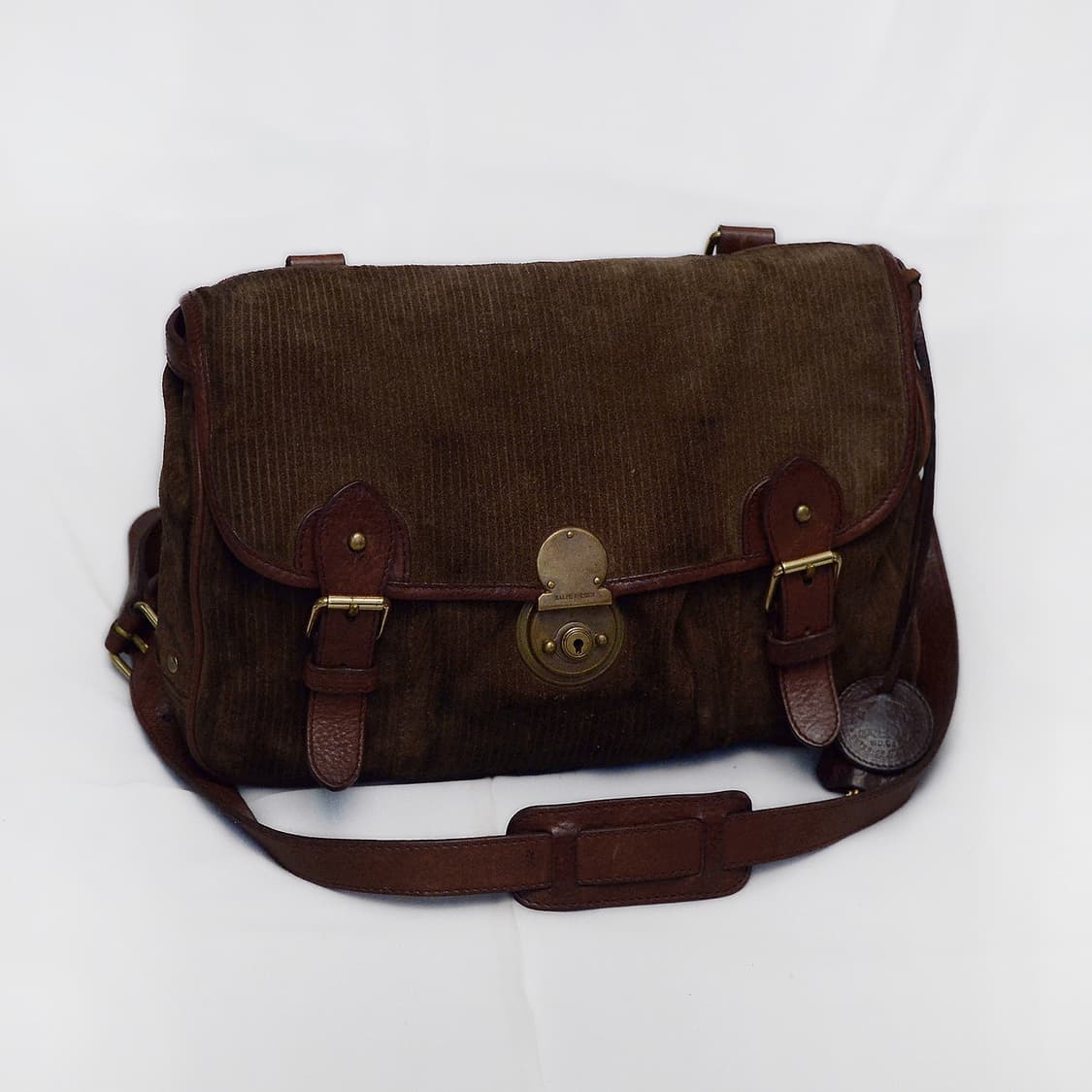 폴로 랄프로렌 90s 빈티지 코튼 코듀로이 레더 클래식 메신저백 상품이미지1