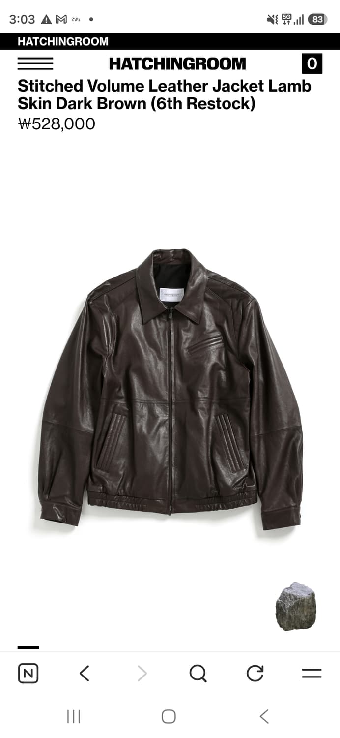 해칭룸 스티치 레더 자켓 다크 브라운 상품이미지1