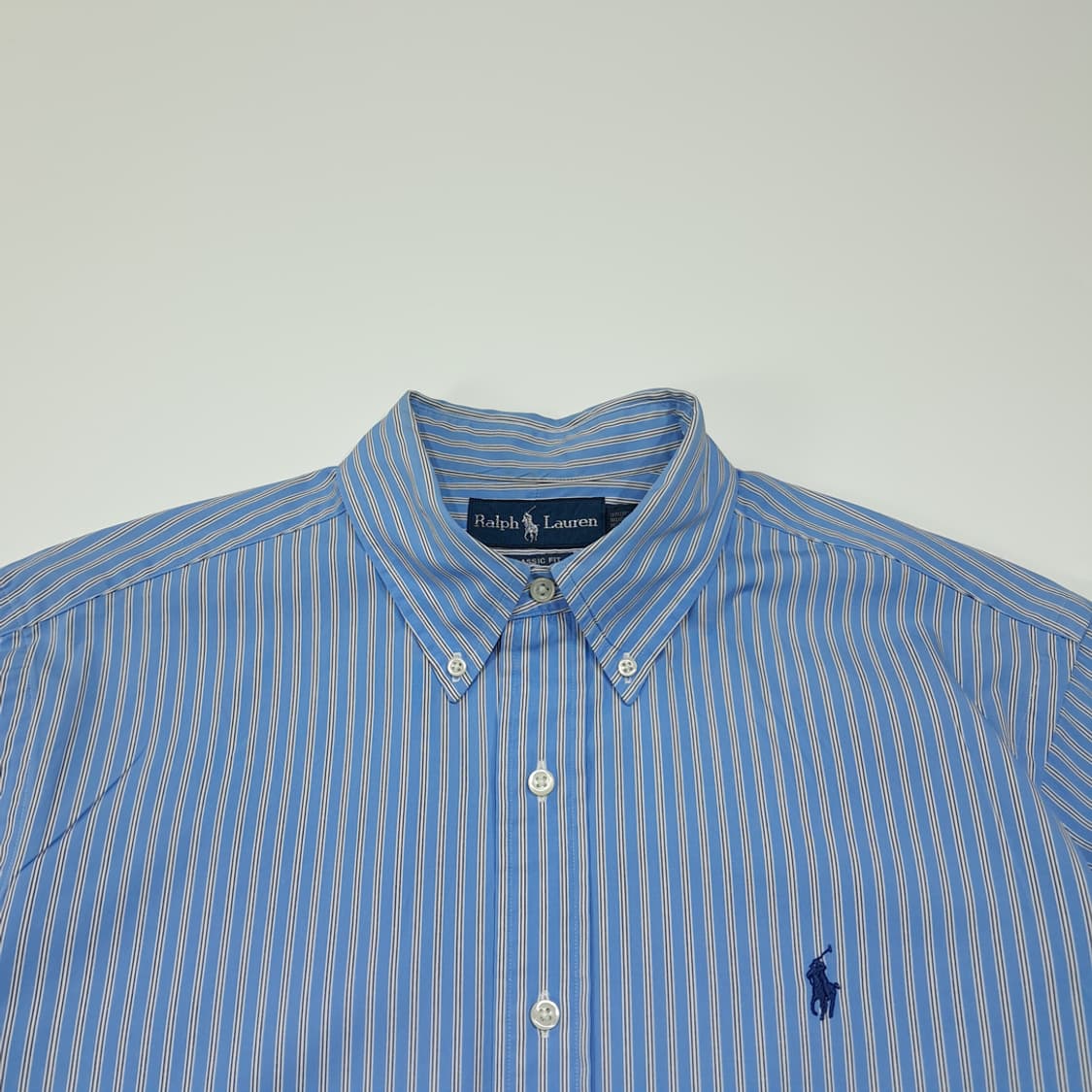 CL614 L 폴로 00s 코튼 뱅커스트라이프 블루 셔츠 남방 상품이미지2