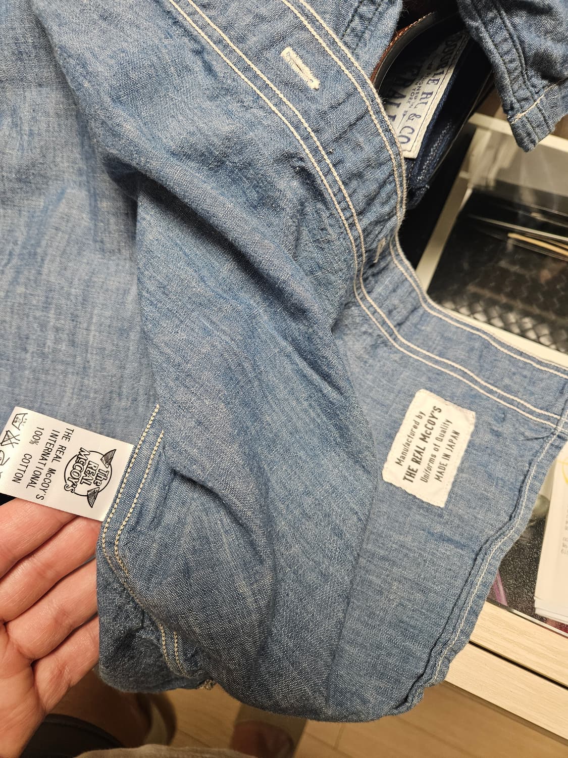 리얼맥코이 USN 샴브레이 반팔셔츠 상품이미지5