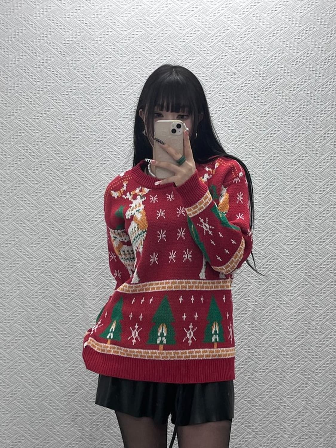 빈티지 노르딕 코위찬 홀리데이 패턴 뜨개 니트 95 C10132 상품이미지2