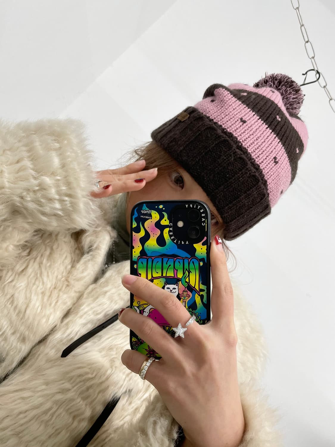 초코딸기 하트 방울 비니  상품이미지4