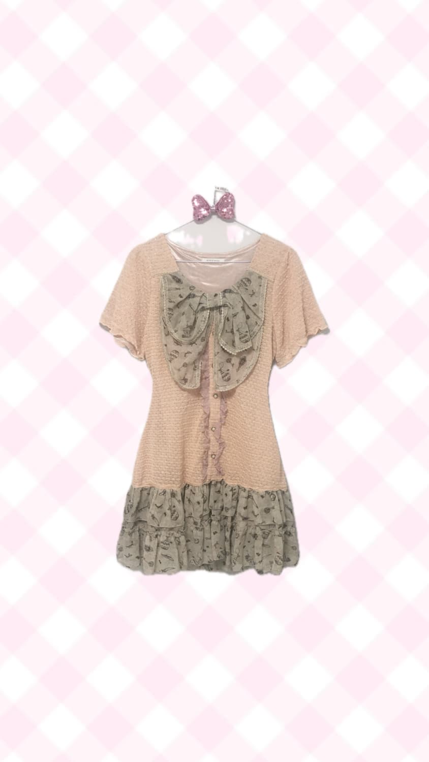 액시즈팜 AXES Femme 오렌지핑크 코랄 리본 프릴 원피스 상품이미지1