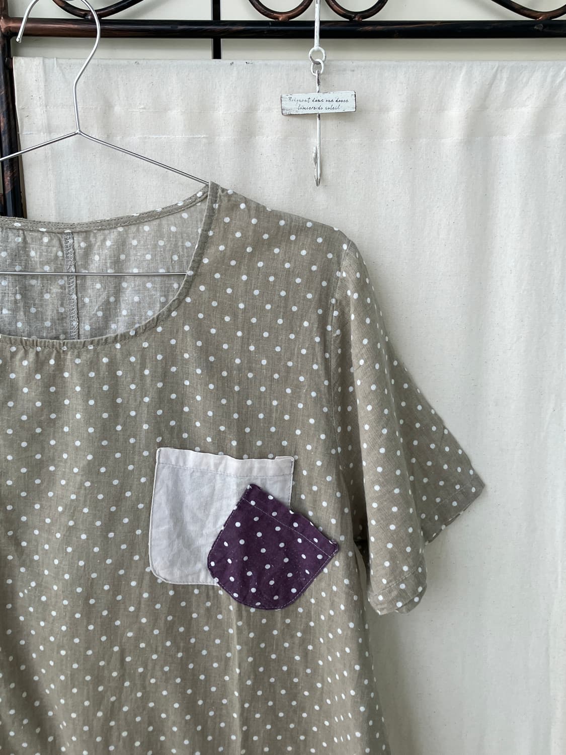  hagumi mori dot patchwork half t-shirt 상품이미지5