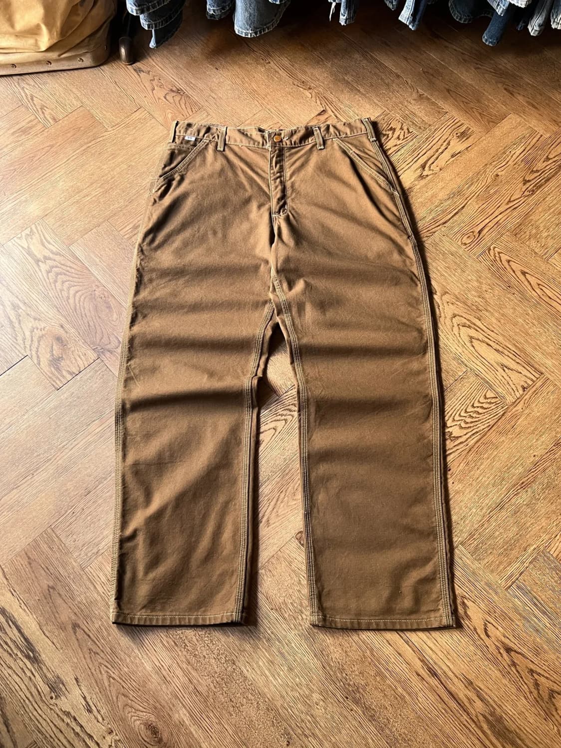 [35]칼하트FR 빈티지 브라운 싱글니 워크팬츠 상품이미지1