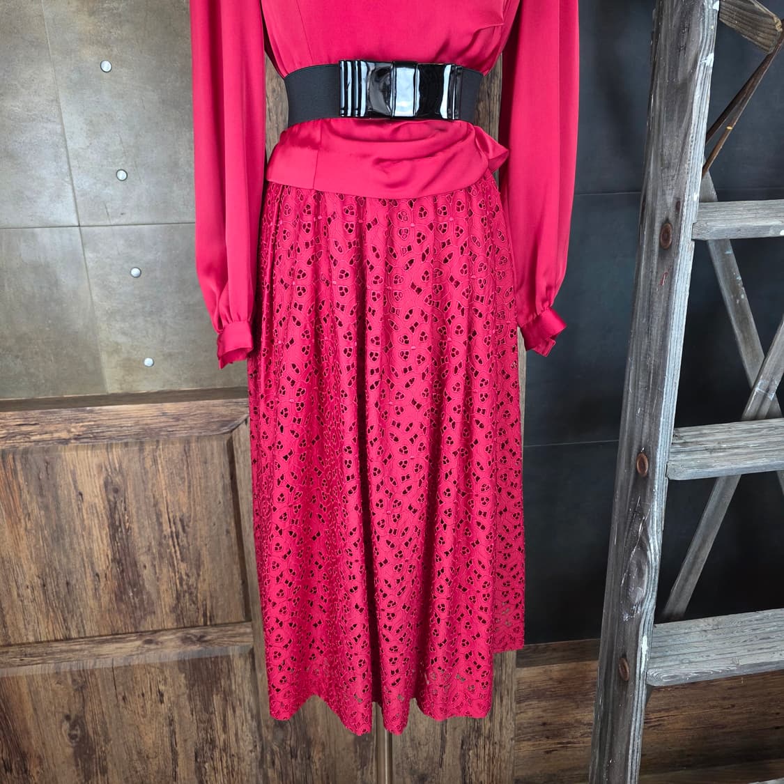 레트로 펀칭자수 롱원피스 상품이미지4