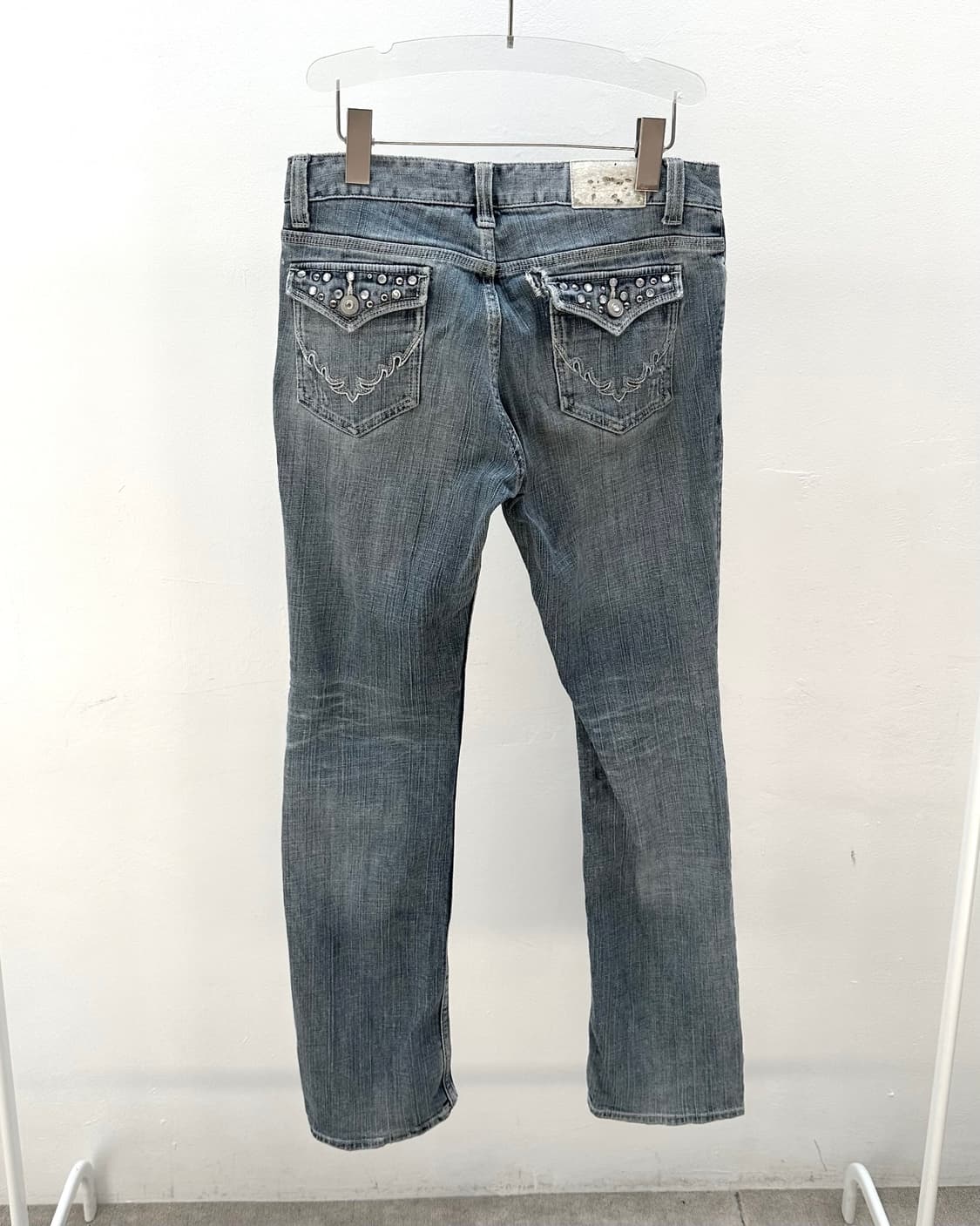 Cubic detail denim straight pants 상품이미지1