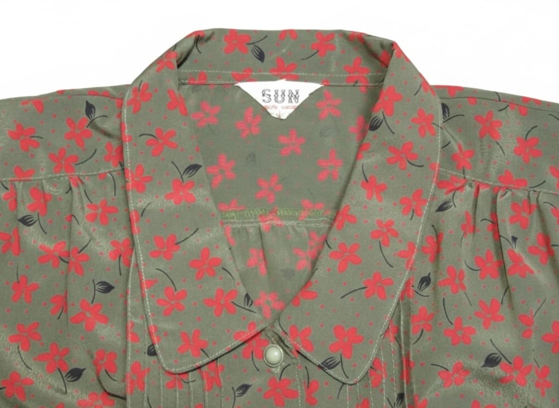 빈티지 플라워 패턴 반팔 블라우스 상품이미지3