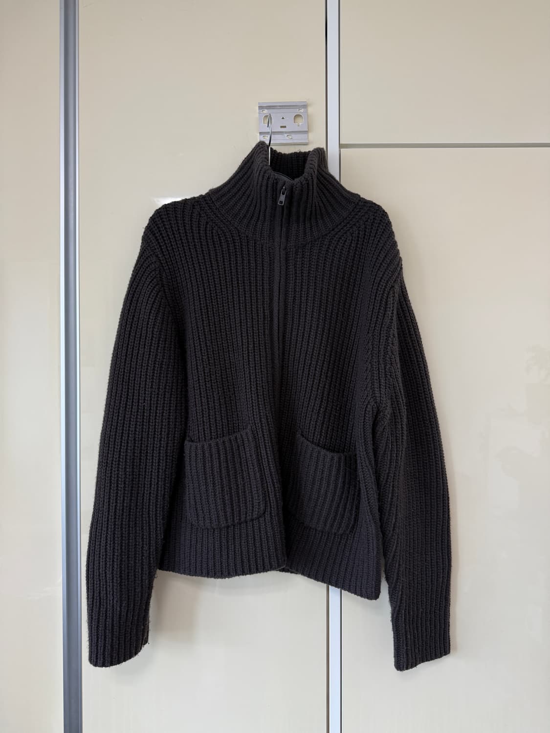 유니클로 U 램스울 블렌드 집업 자켓 다크브라운 XL 상품이미지2