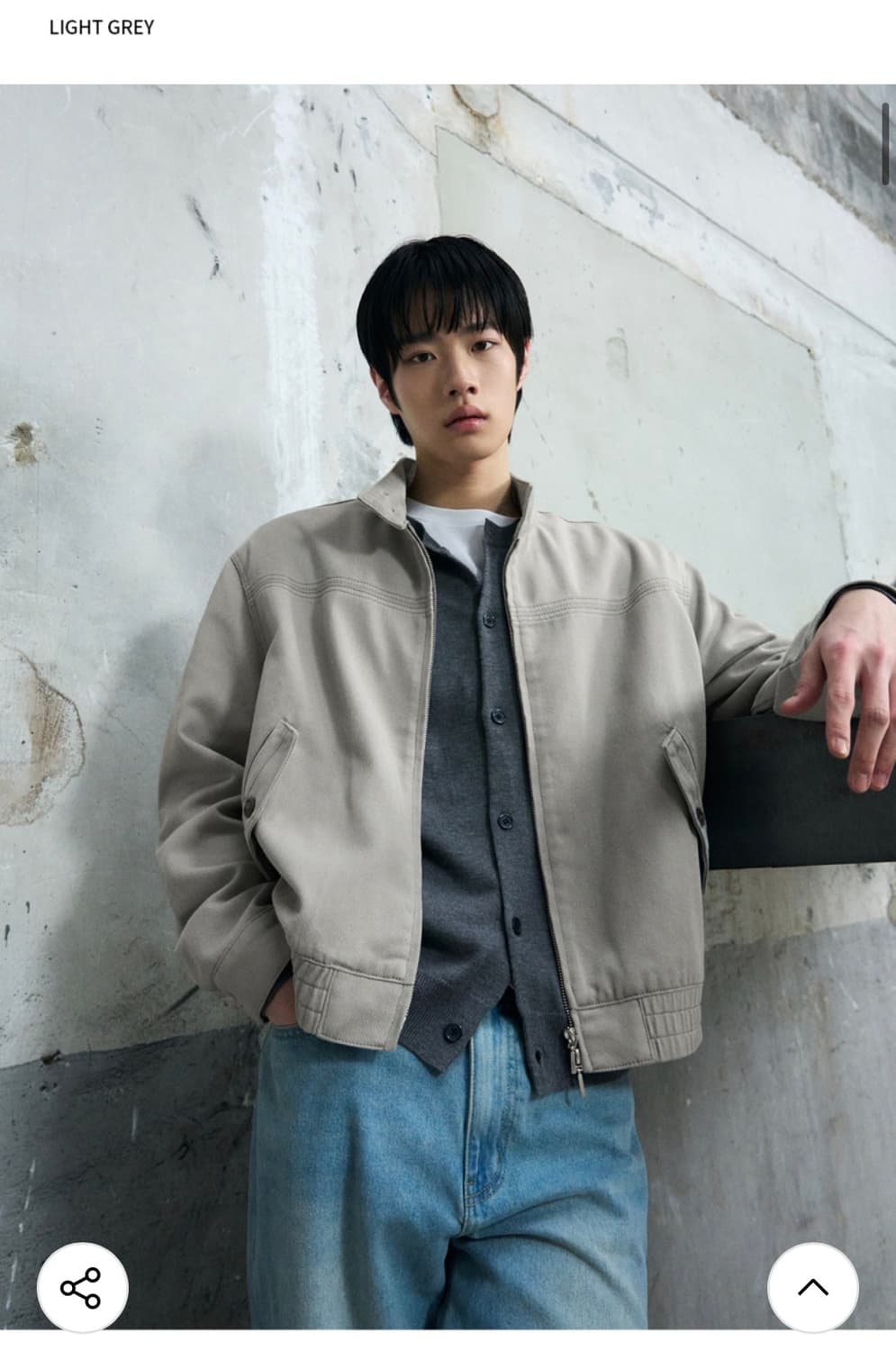 (새상품)(L) 드로우핏 이글 해링턴 워싱 자켓[LIGHT GREY]판매 상품이미지3