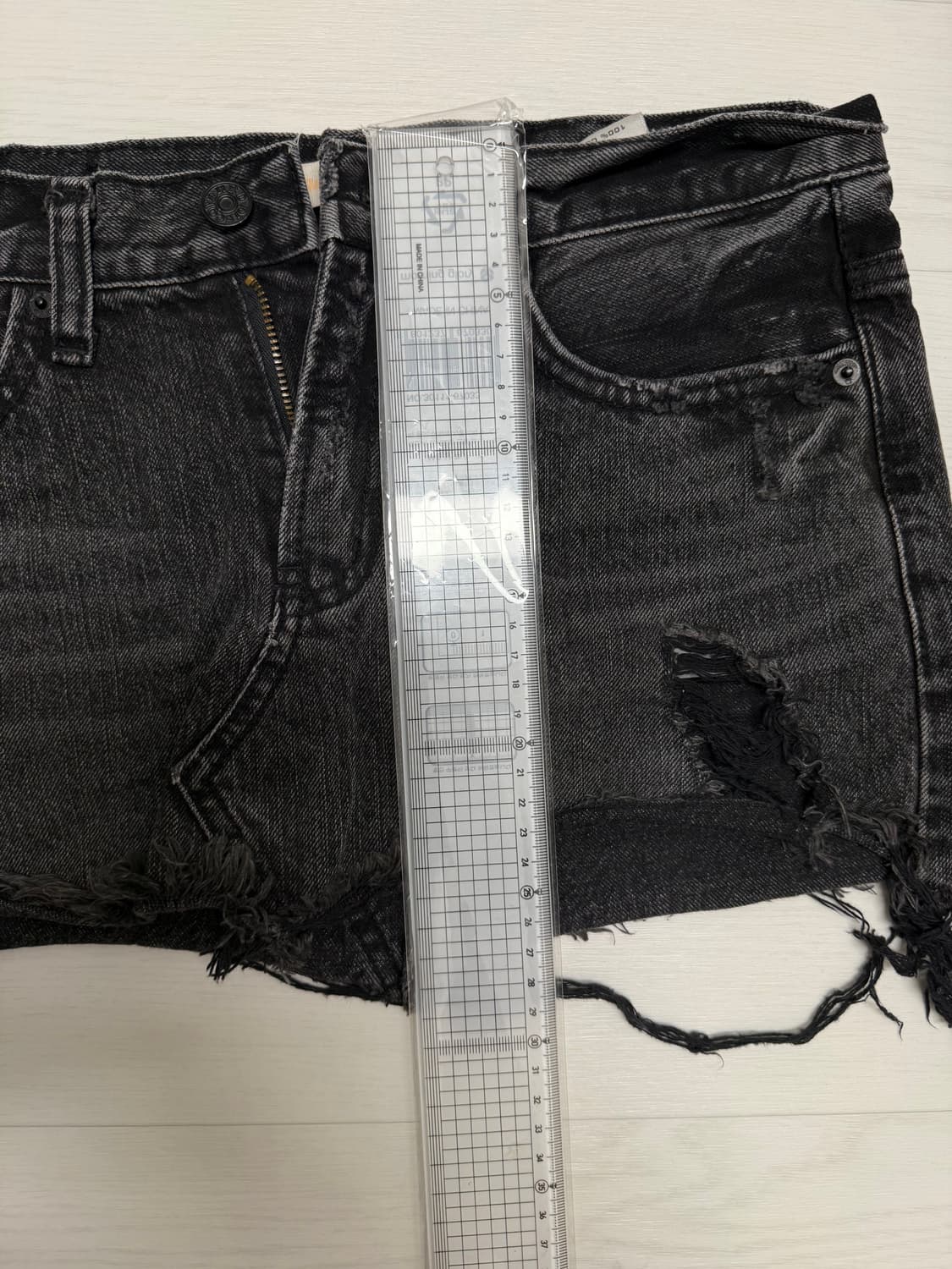 블랙 데님 데미지 미니 스커트 상품이미지3