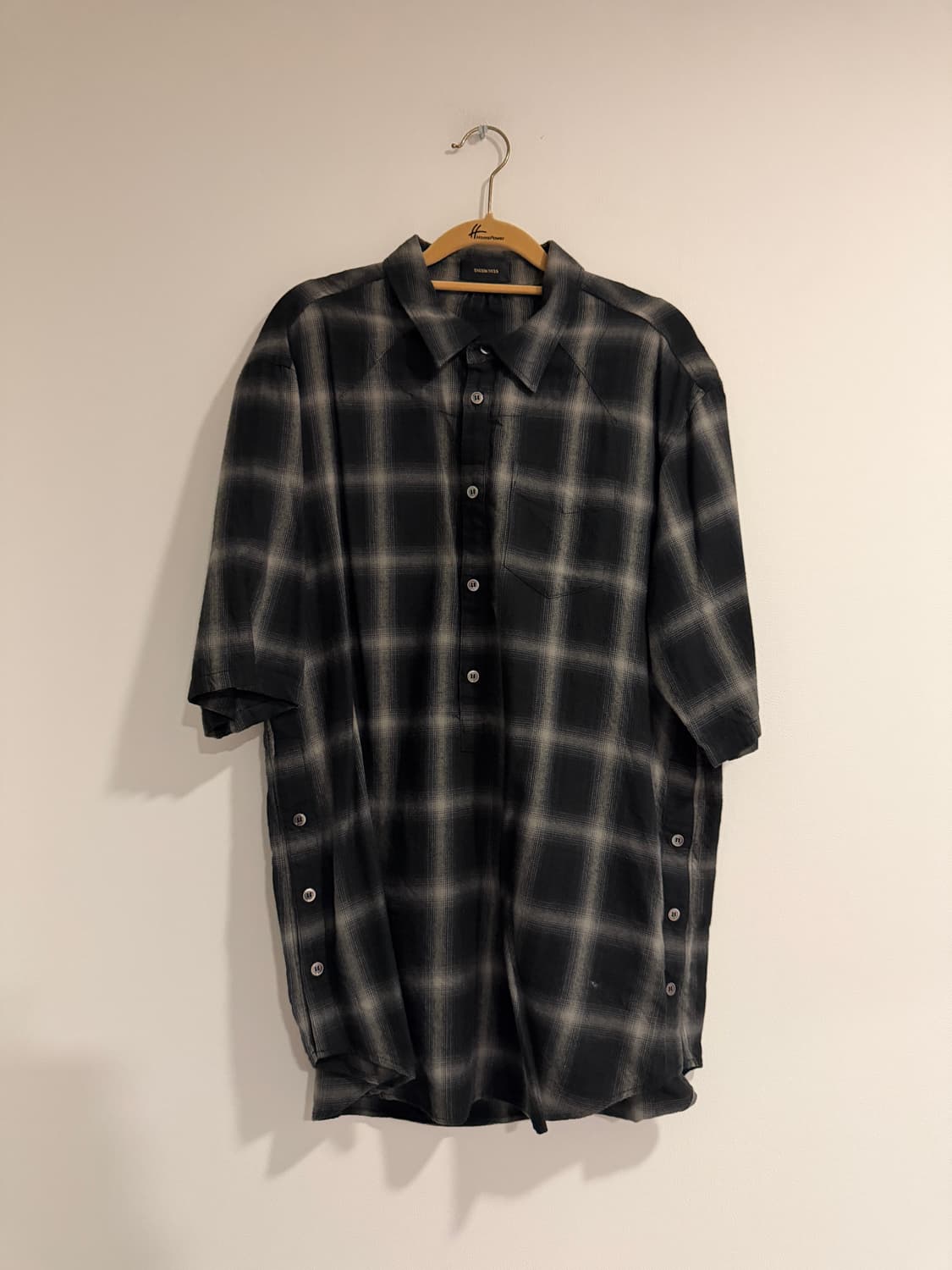 UNDERCOVER 레이어드 온브레 체크 셔츠 반팔 상품이미지1