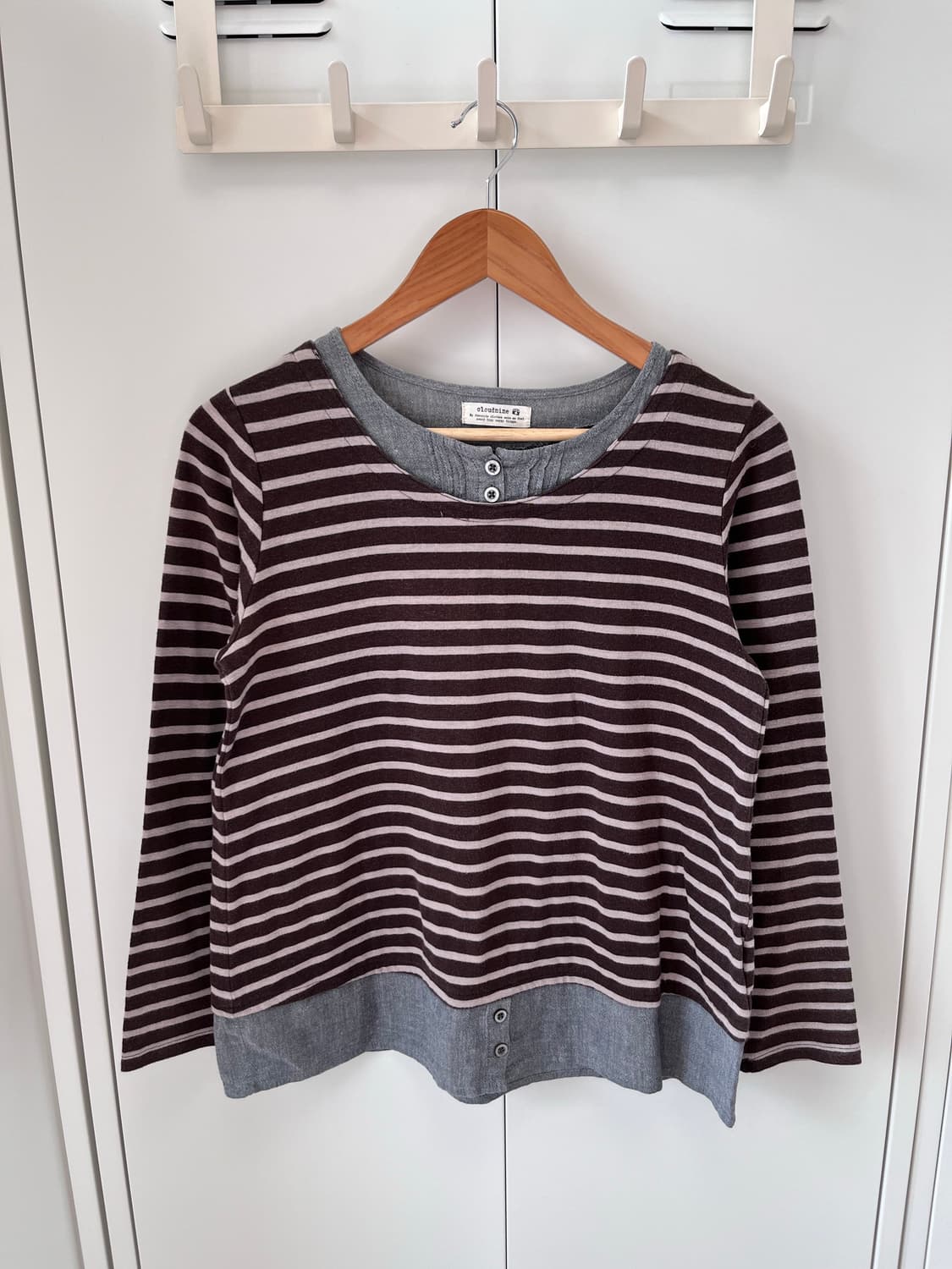 Cloundnine 줄무늬 셔츠 레이어드 티셔츠 상품이미지8