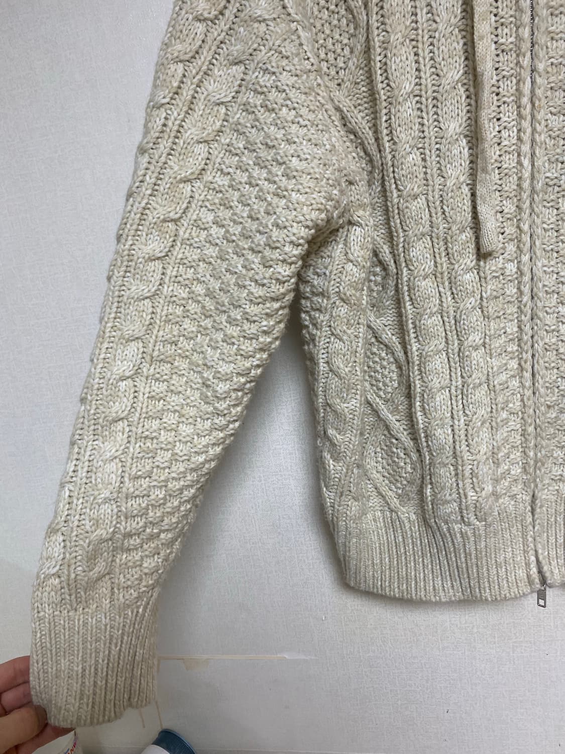 트릴리온 워셔블 아란 케이블 후드집업 니트 상품이미지3