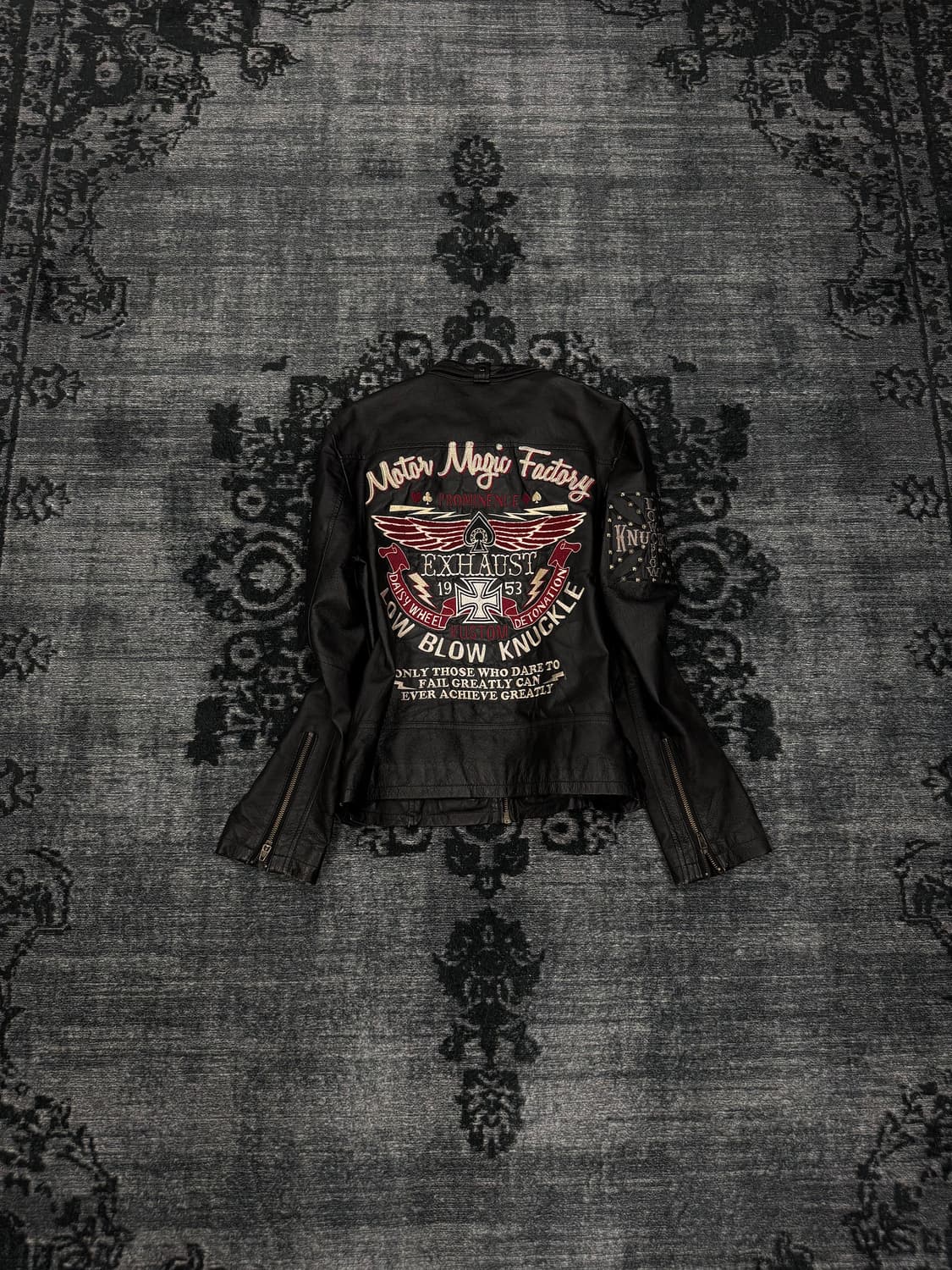 Low blow knuckle biker leather jacket 상품이미지1
