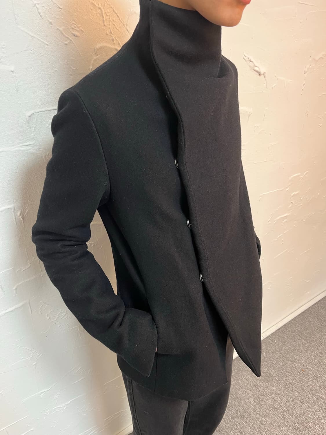 N4 울 비대칭 랩 코트 상품이미지6