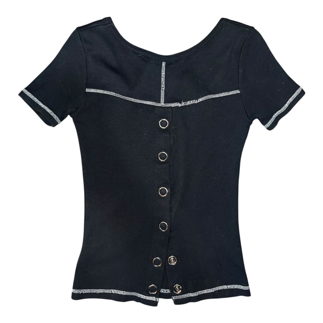 garnet 가넷 뒷면 단추 프린팅 스티치 반팔티 y2k펑크갸루 상품이미지4