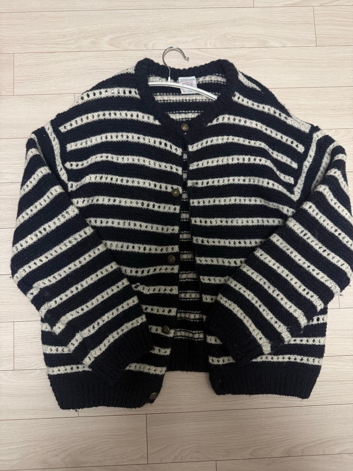 Stu 라운드넥 스트라이프 가디건 L 상품이미지1